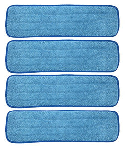18 inch Microfiber Replacement Mop Pad, Wet & Dry Home & Commercial Cleaning Refills by Xanitize (4-pack)