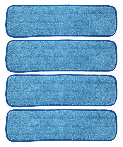 20 inch Microfiber Replacement Mop Pad, Wet & Dry Home & Commercial Cleaning Refills by Xanitize (4-pack)