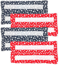 Reusable Washable Eco Friendly Pads for the Swiffer Wet Jet | Velcro Attachment (Red White & Blue Stars) 4-pack
